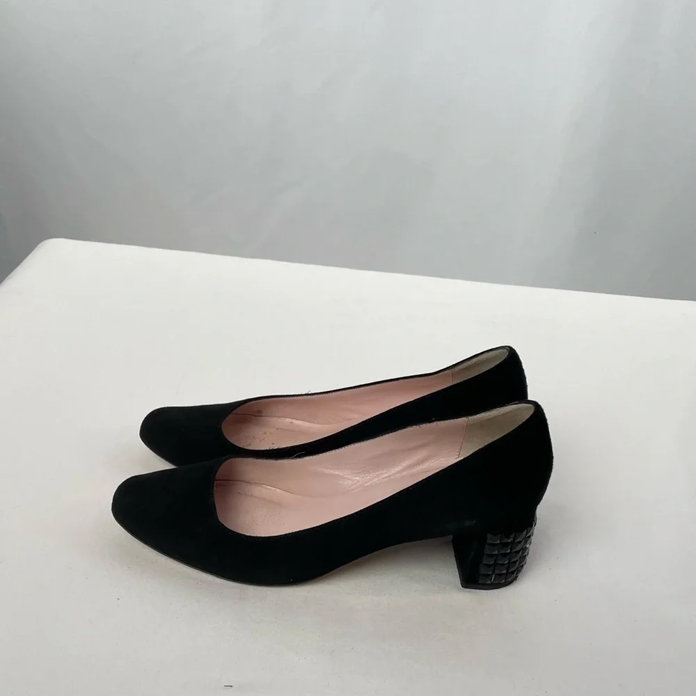 Kate Spade Point Toe Suede Chunky Heel in Black‎ Size 8
